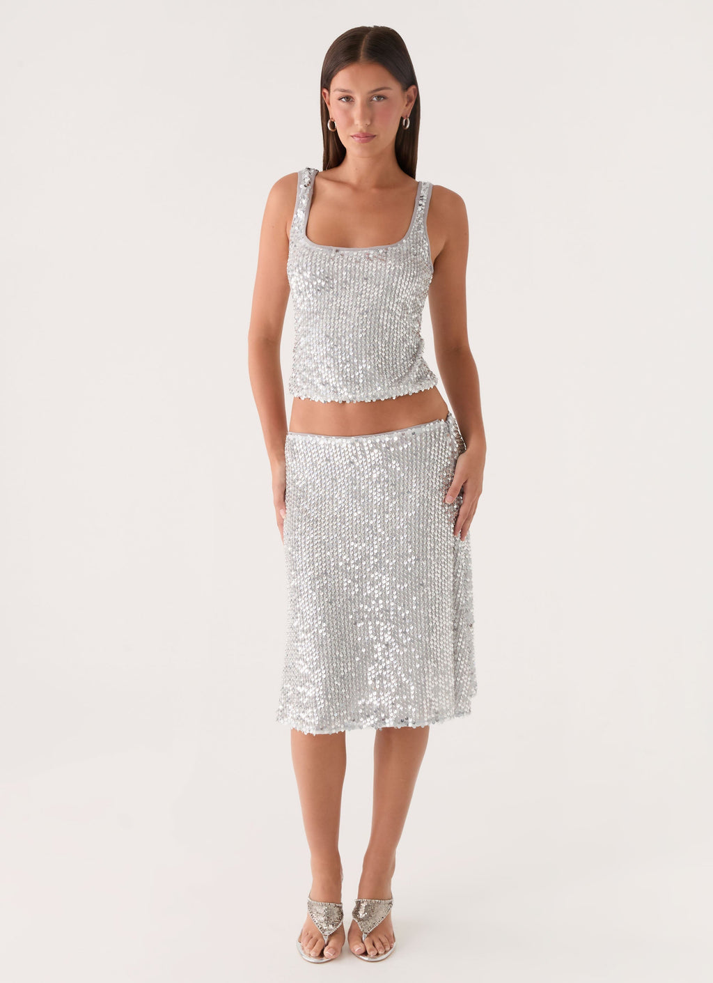 Evodia Sequin Tank Top - Silver