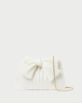 Rayne White Pleated Bow Clutch