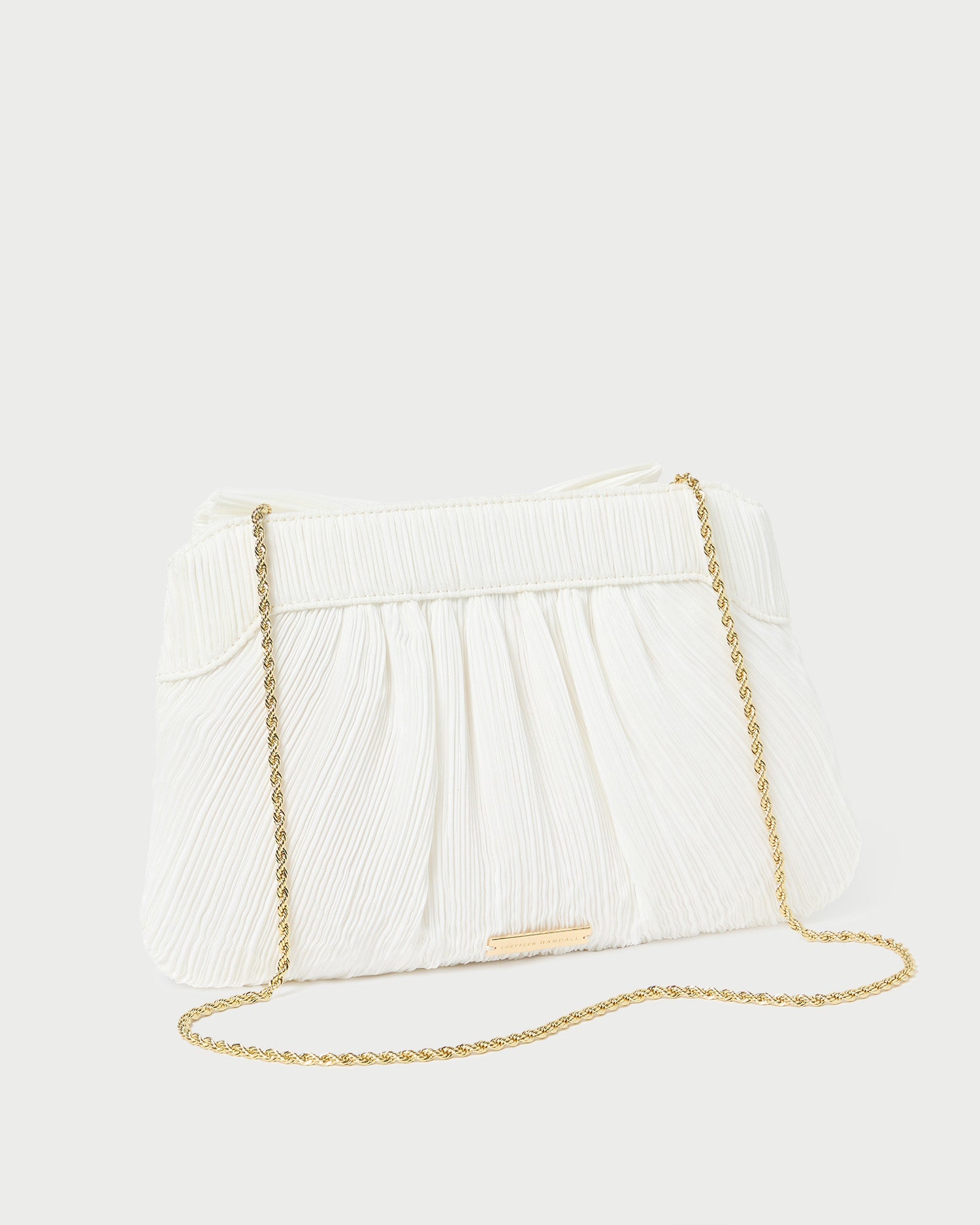 Rayne White Pleated Bow Clutch