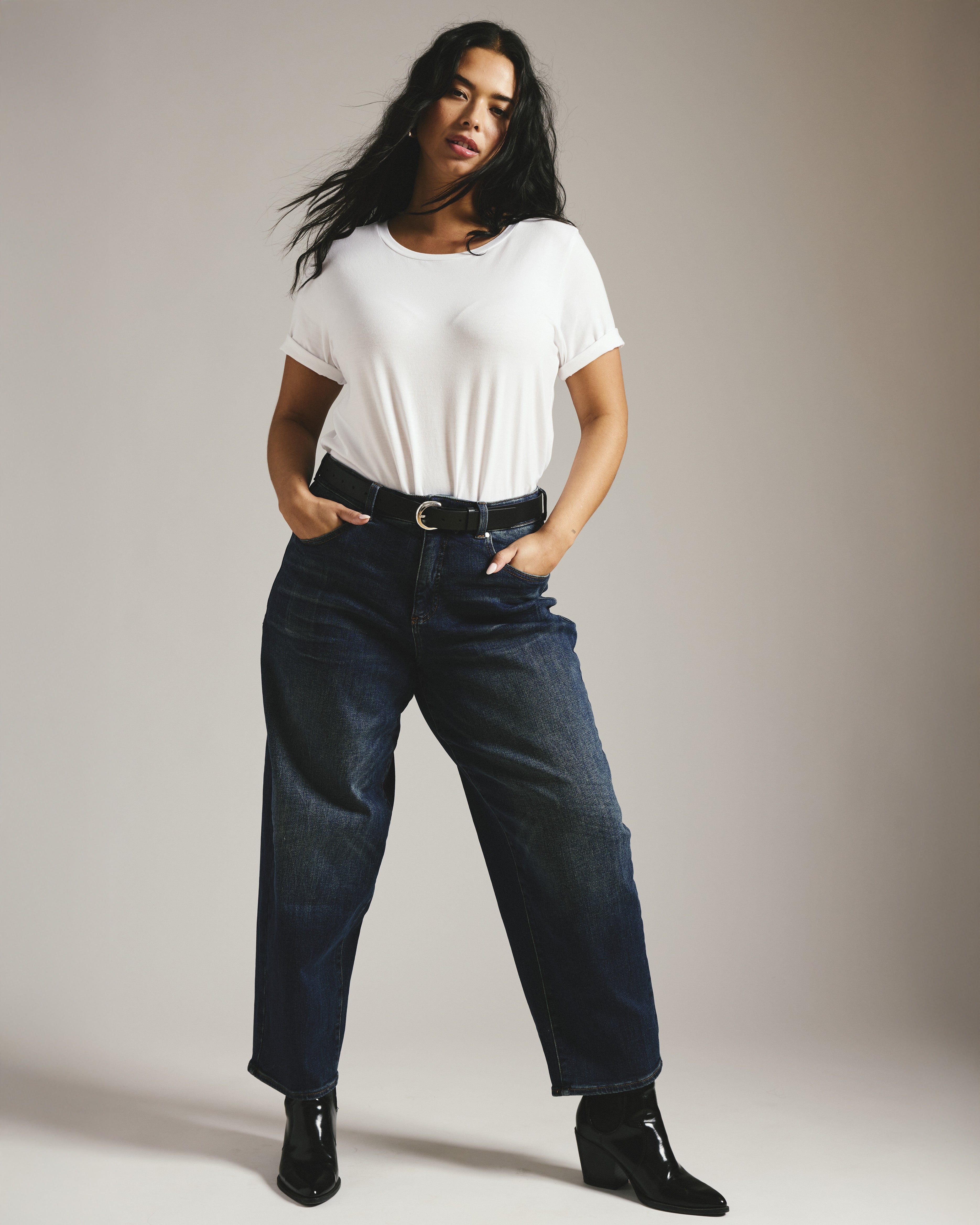 Lou High Rise Barrel Leg Jeans - Field Of Dreams Indigo